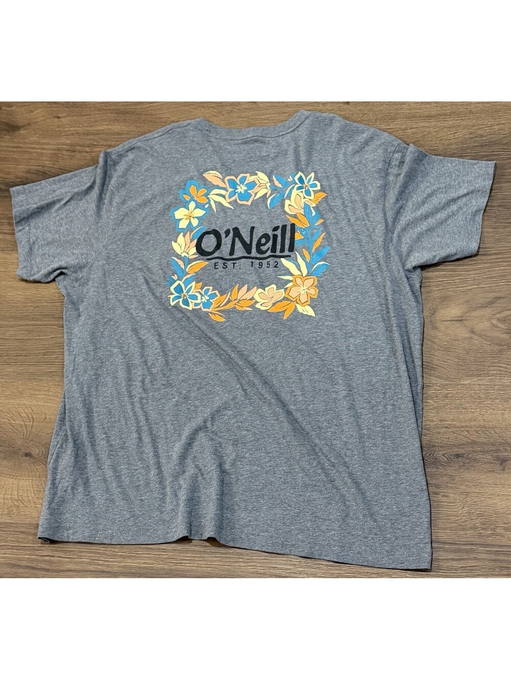 O’Neill Floral Logo Graphic T-Shirt Men’s XL Gray Surf Beach #15B